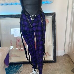 Dolls kill Purple Plaid Pants with Straps